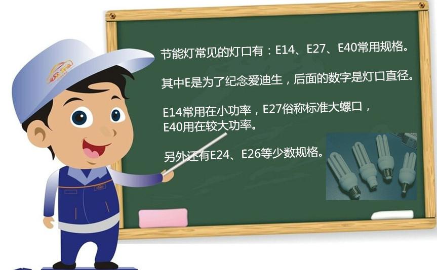 選購節能燈要注意燈口型號和尺寸 E14、E27、E40螺旋燈口